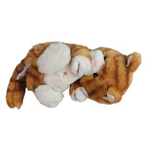 Russ Berrie Tabby Cat Plush Orange 8" Playful Sleeping Cuddling Stuffed Vintage